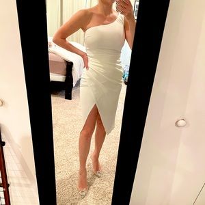 One shoulder white dress
